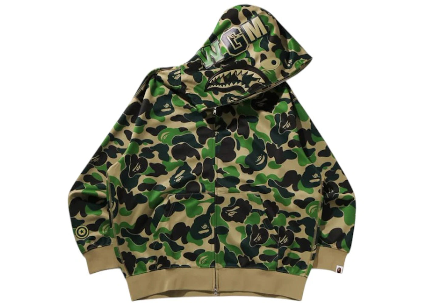 BAPE ABC Camo Rayon Relaxed Fit Shark Full Zip Hoodie Green - vue secondaire A