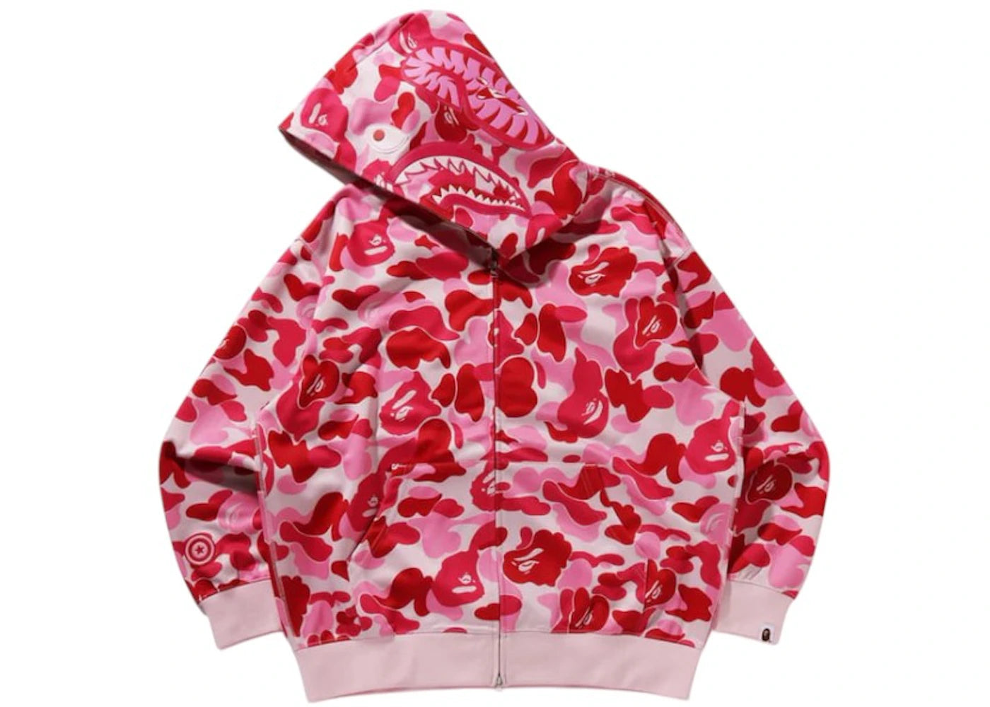 BAPE ABC Camo Rayon Relaxed Fit Shark Full Zip Hoodie Pink - vue secondaire B