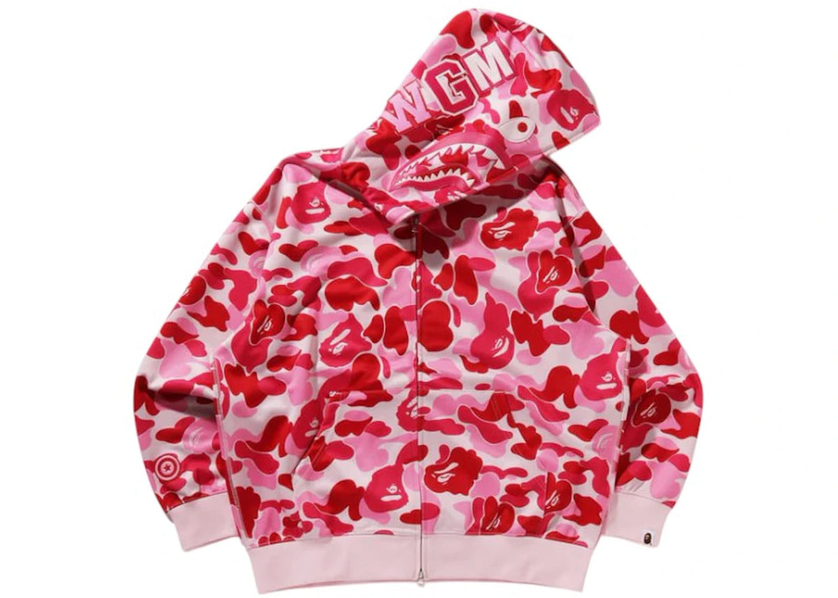 BAPE ABC Camo Rayon Relaxed Fit Shark Full Zip Hoodie Pink - vue 360