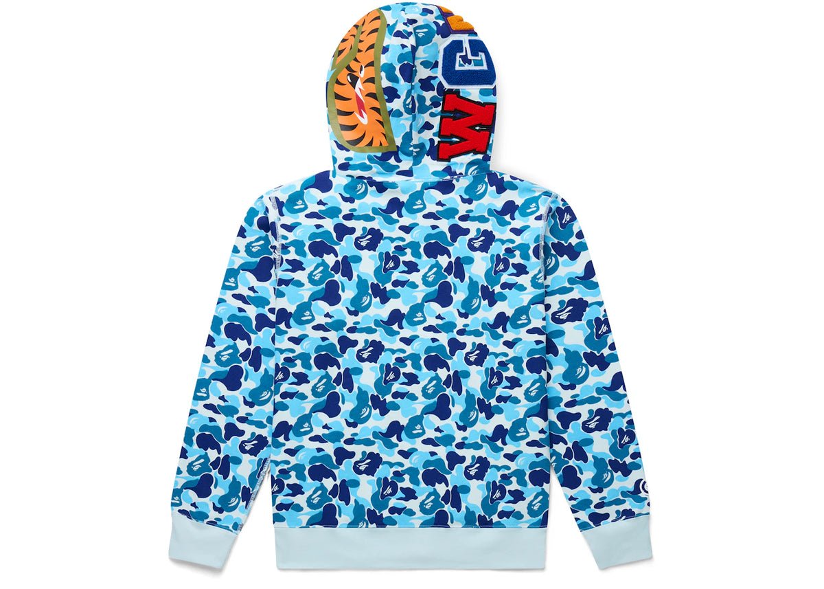 BAPE ABC Camo Shark Kapuzenpullover mit durchgehendem Reißverschluss, Blau - vue secondaire A