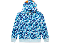 BAPE ABC Camo Shark Kapuzenpullover mit durchgehendem Reißverschluss, Blau
