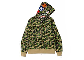 BAPE ABC Camo Shark Full Zip Hoodie Green - vue 360