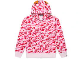 BAPE ABC Camo Shark Full Zip Hoodie Pink - authentic BAPE apparel