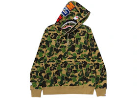 BAPE ABC Camo Shark Half Zip Pullover Hoodie Green - vue 360