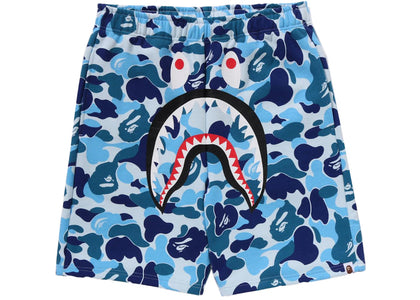 BAPE ABC Camo Shark Sweat Shorts Blue - authentic BAPE apparel