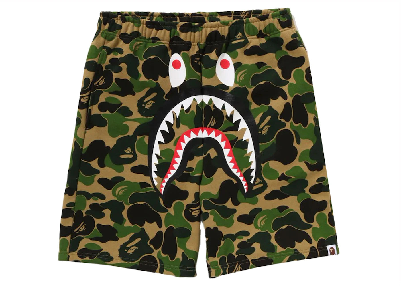 BAPE ABC Camo Shark Sweat Shorts Green - vue secondaire A