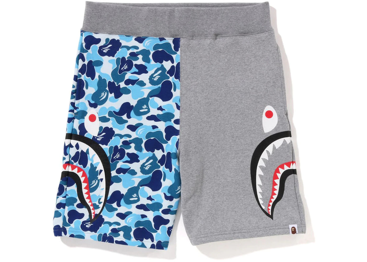 BAPE ABC Camo Side Shark Sweat Shorts Blue/Grey - vue secondaire A