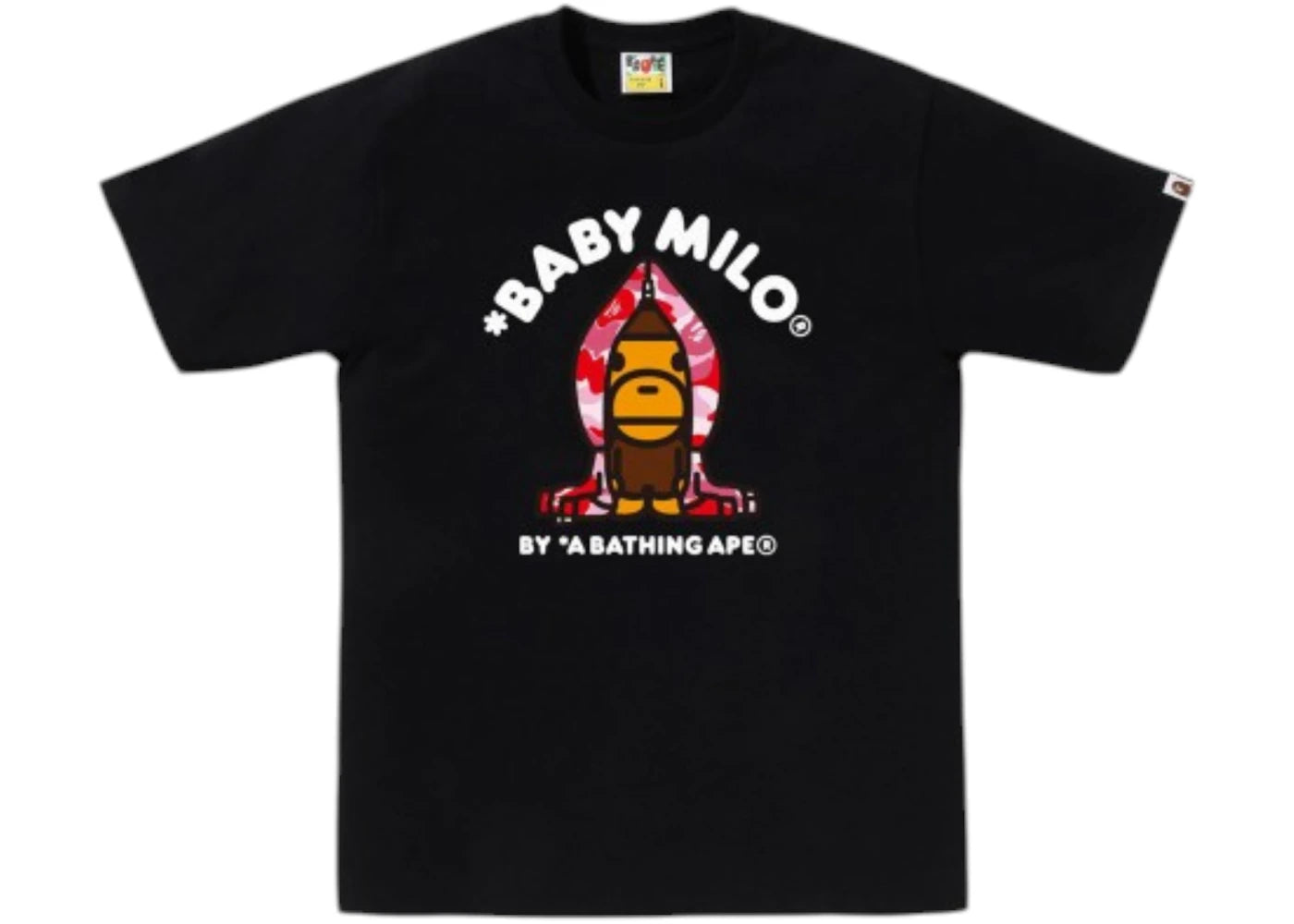 BAPE ABC Red Camo Baby Milo Hoodie Tee Black - vue 360
