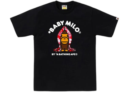 BAPE ABC Red Camo Baby Milo Hoodie Tee Black - authentic BAPE apparel