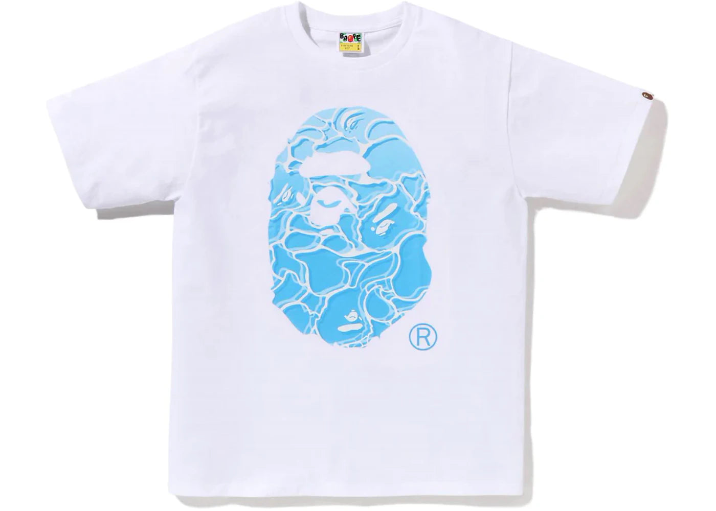 BAPE ABC Sea Surface Camo Ape Head Tee White - vue 360