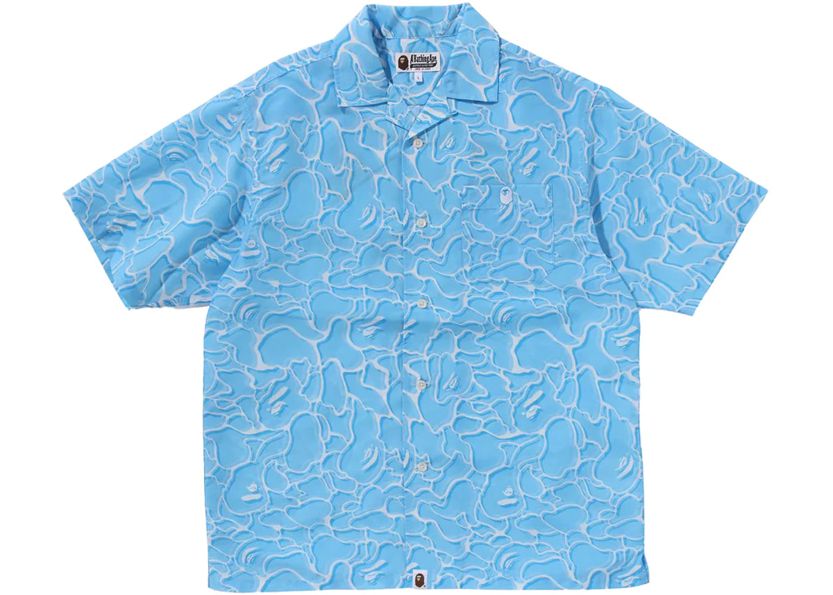 BAPE ABC Sea Surface Camo Open Collar S/S Shirt Blue - vue secondaire B