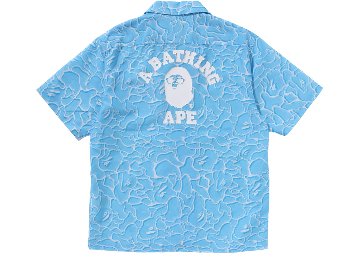 BAPE ABC Sea Surface Camo Open Collar S/S Shirt Blue - vue secondaire A