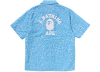 BAPE ABC Sea Surface Camo Open Collar S/S Shirt Blue