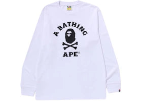 BAPE Ape Crossbone College L/S Tee White - authentic BAPE product