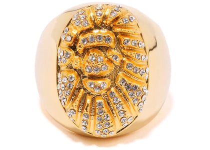 BAPE Ape Head Crystal Stone Ring (FW22) Gold - product view 2