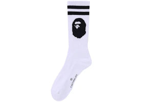 BAPE Ape Head Line Socks White/Black - vue 360