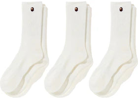 BAPE Ape Head One Point Socks (3pack) White - vue 360