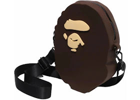 BAPE Ape Head Silicon Shoulder Bag Brown - authentic BAPE product
