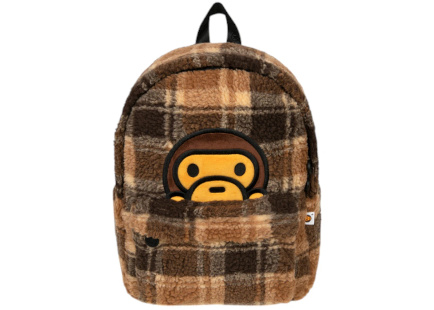 BAPE Baby Milo Check Sherpa Medium Backpack Beige - vue secondaire A