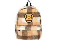 BAPE Baby Milo Sherpa Fur Medium Backpack Cracker Khaki
