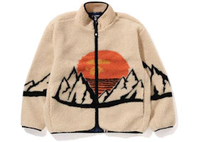 BAPE Bape Mountain Relaxed Fit Boa Jacket Beige