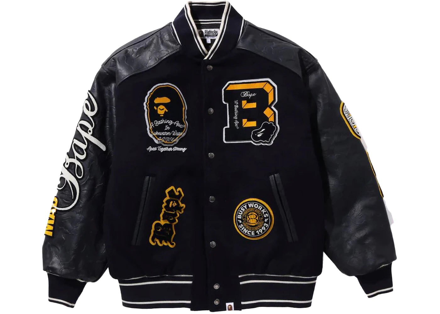 BAPE Bape Patch Varsity Jacket Navy - vue secondaire A