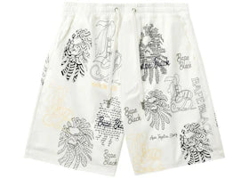 BAPE Black Graphic Stitch Shorts White - vue 360