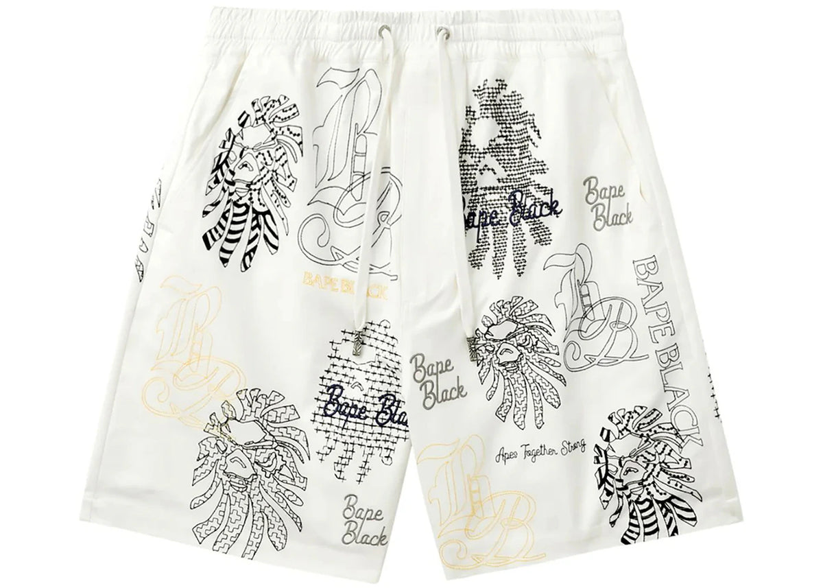 BAPE Black Graphic Stitch Shorts White - vue secondaire A
