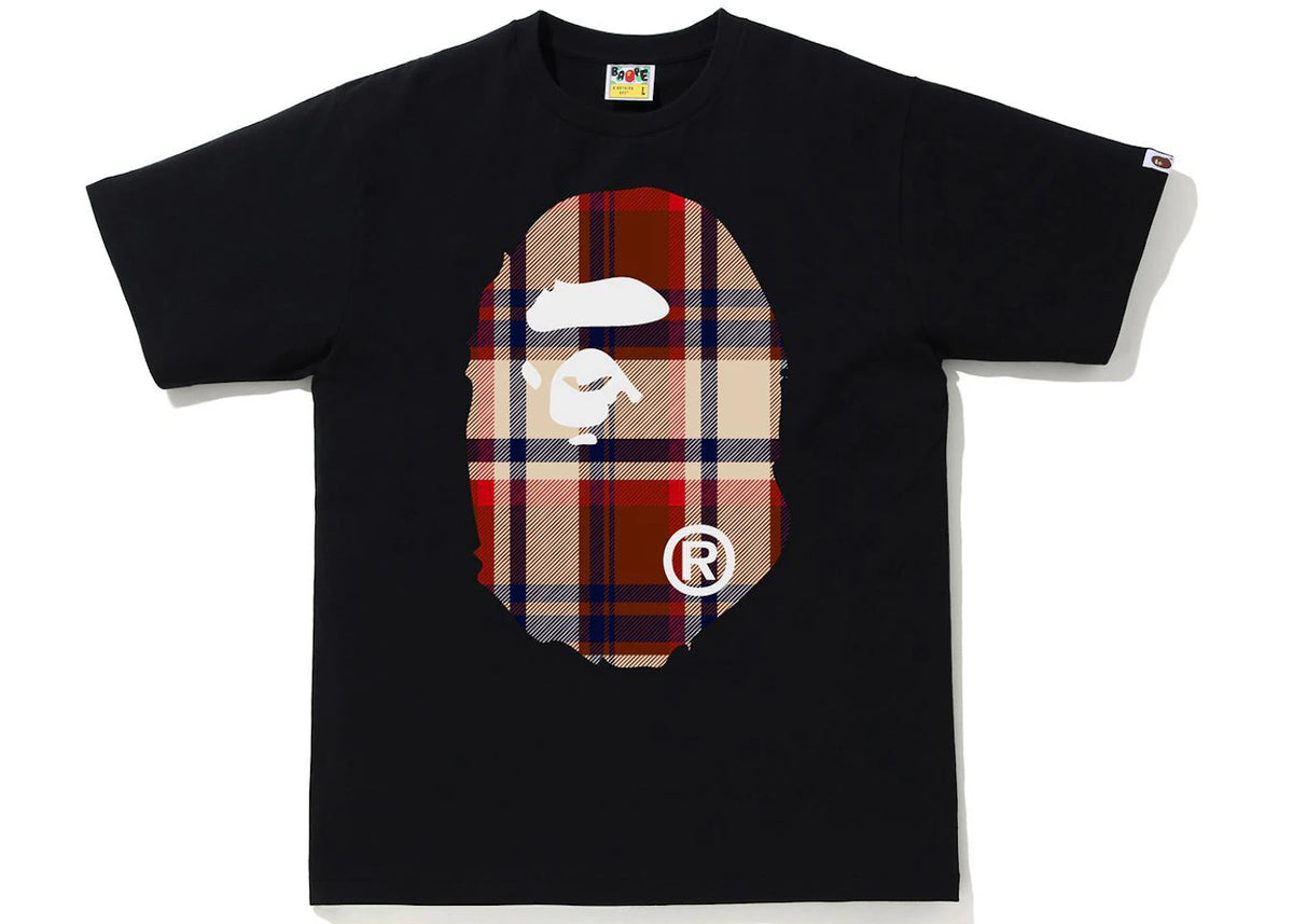 BAPE Check Big Ape Head Tee Black/Red - vue secondaire A