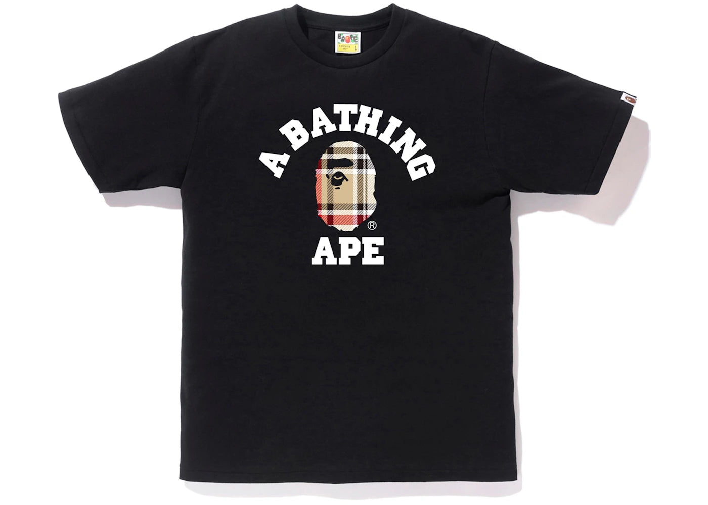 BAPE Check College Tee Black/Beige - vue 360