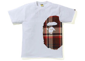 BAPE Check Side Big Ape Head Tee White/Red