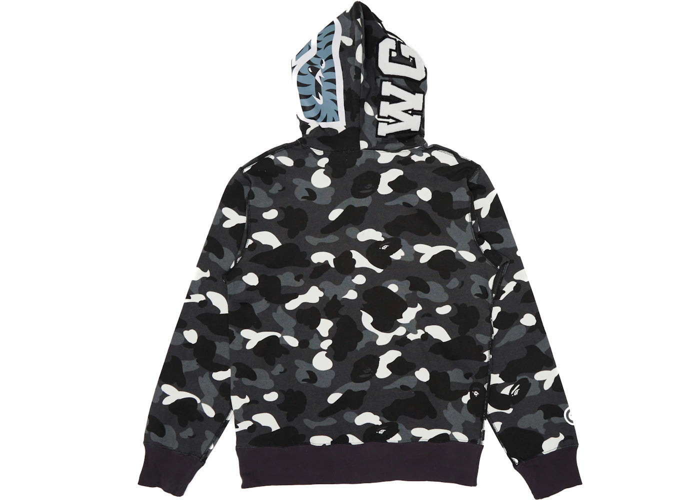 BAPE City Camo Shark Kapuzenpullover mit durchgehendem Reißverschluss (SS23) Schwarz