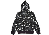 BAPE City Camo Shark Kapuzenpullover mit durchgehendem Reißverschluss (SS23) Schwarz