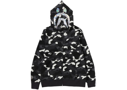 BAPE City Camo Shark Full Zip Hoodie (SS24) Black - apparel view 2