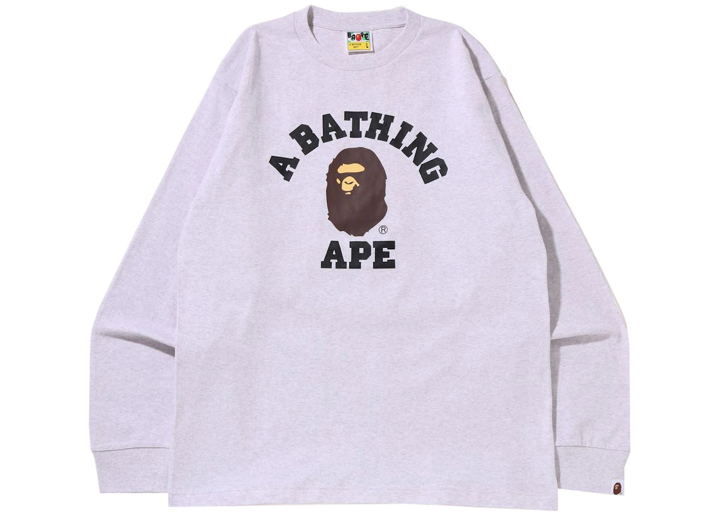 BAPE College L/S T-Shirt (SS22) Grau - vue 360
