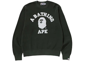 BAPE College Waffle Crewneck Sweater Green - vue 360