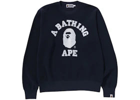 BAPE College Waffle Crewneck Sweater Navy - authentic BAPE apparel