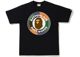 BAPE Color Block Busy Works Tee Black/Orange - authentic BAPE product