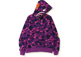 BAPE Color Camo 2nd Shark Full Zip Hoodie Purple - vue 360