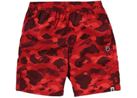 BAPE Color Camo Ape Head One Point Beach Shorts Bright Red