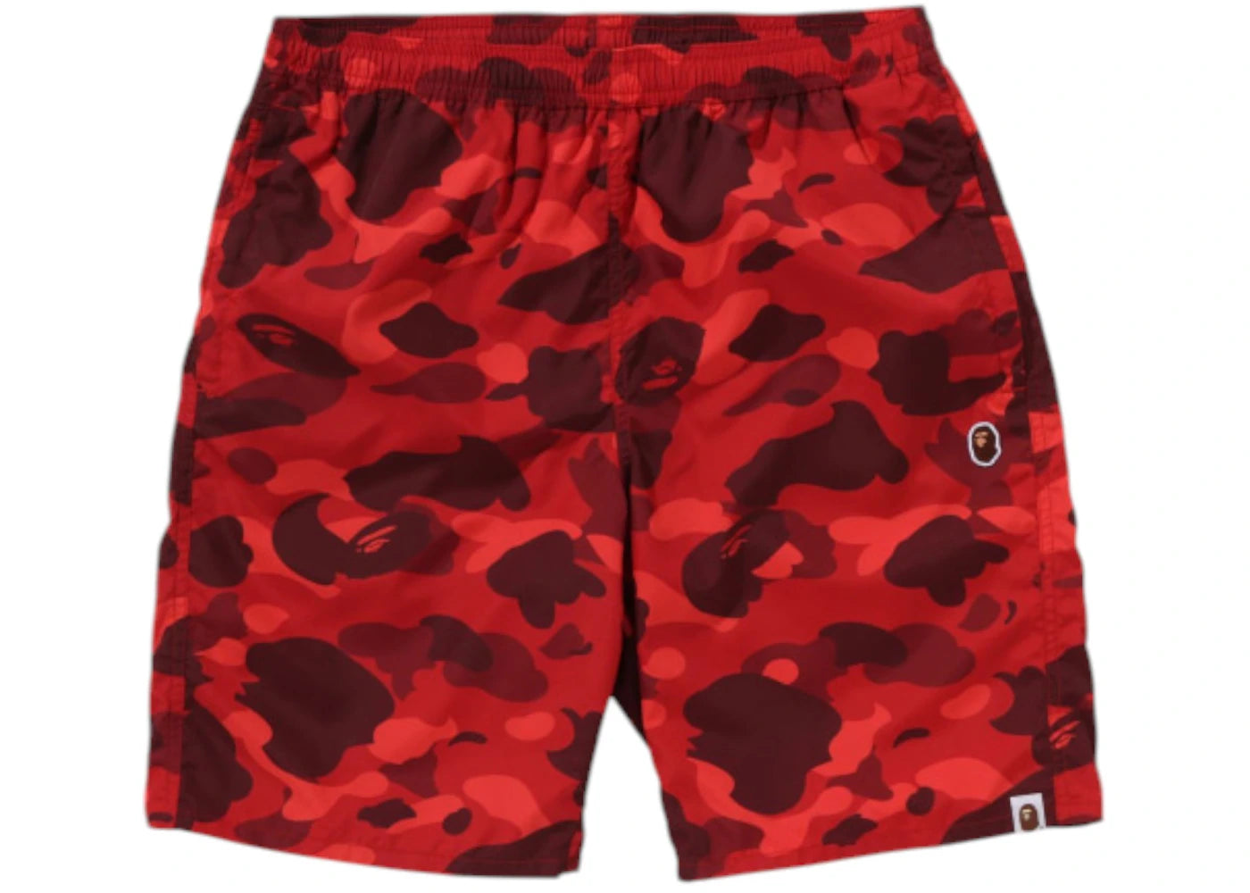 BAPE Color Camo Ape Head One Point Beach Shorts Bright Red - vue secondaire A