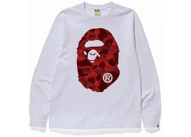 BAPE Color Camo Big Ape Head L/S Tee White/Red