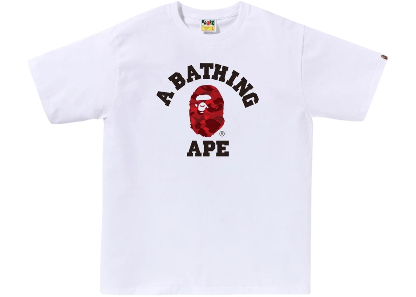 BAPE Color Camo College 1J80-110-019 Tee White/Red - vue 360