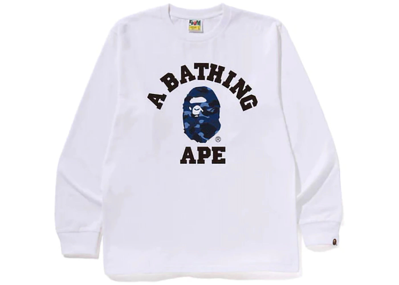BAPE Color Camo College L/S Tee (FW24) White/Navy - vue 360
