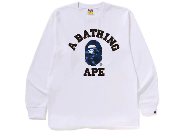 BAPE Color Camo College L/S Tee (FW24) White/Navy