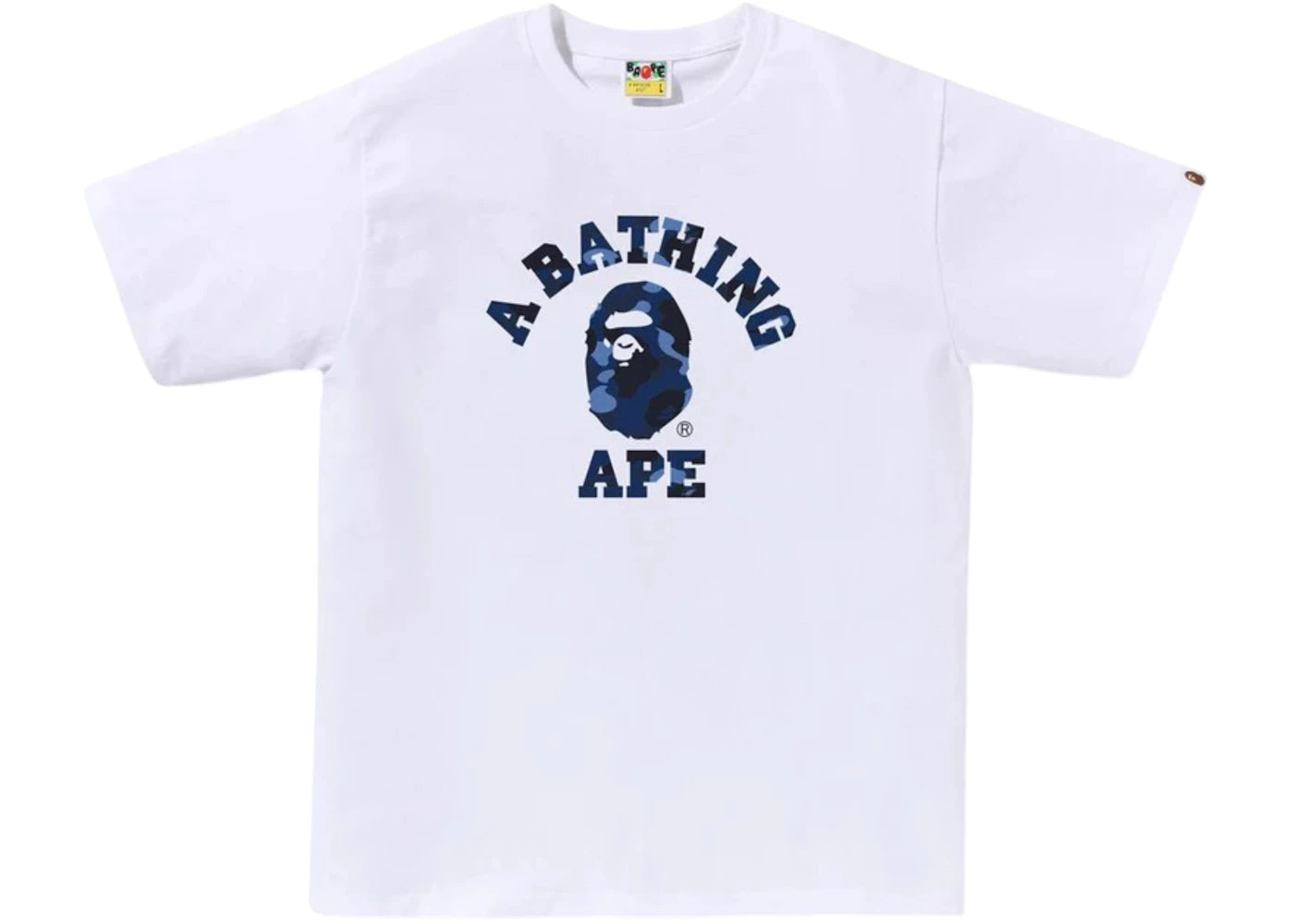 BAPE Color Camo College Tee (FW25) White Navy - vue 360
