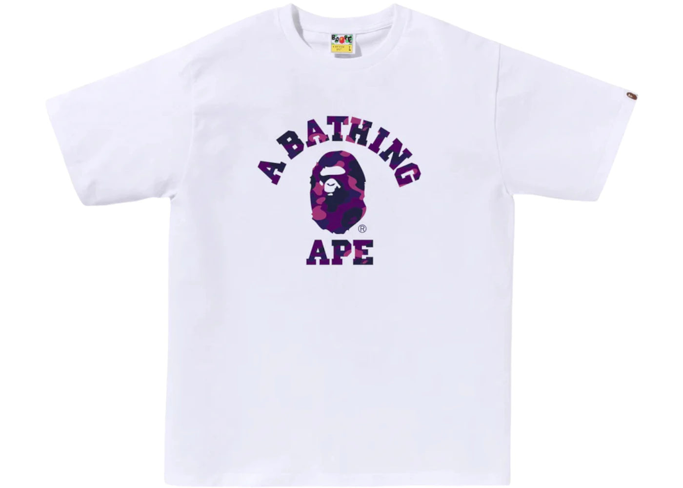 BAPE Color Camo College Tee (FW25) White x Purple - vue secondaire A