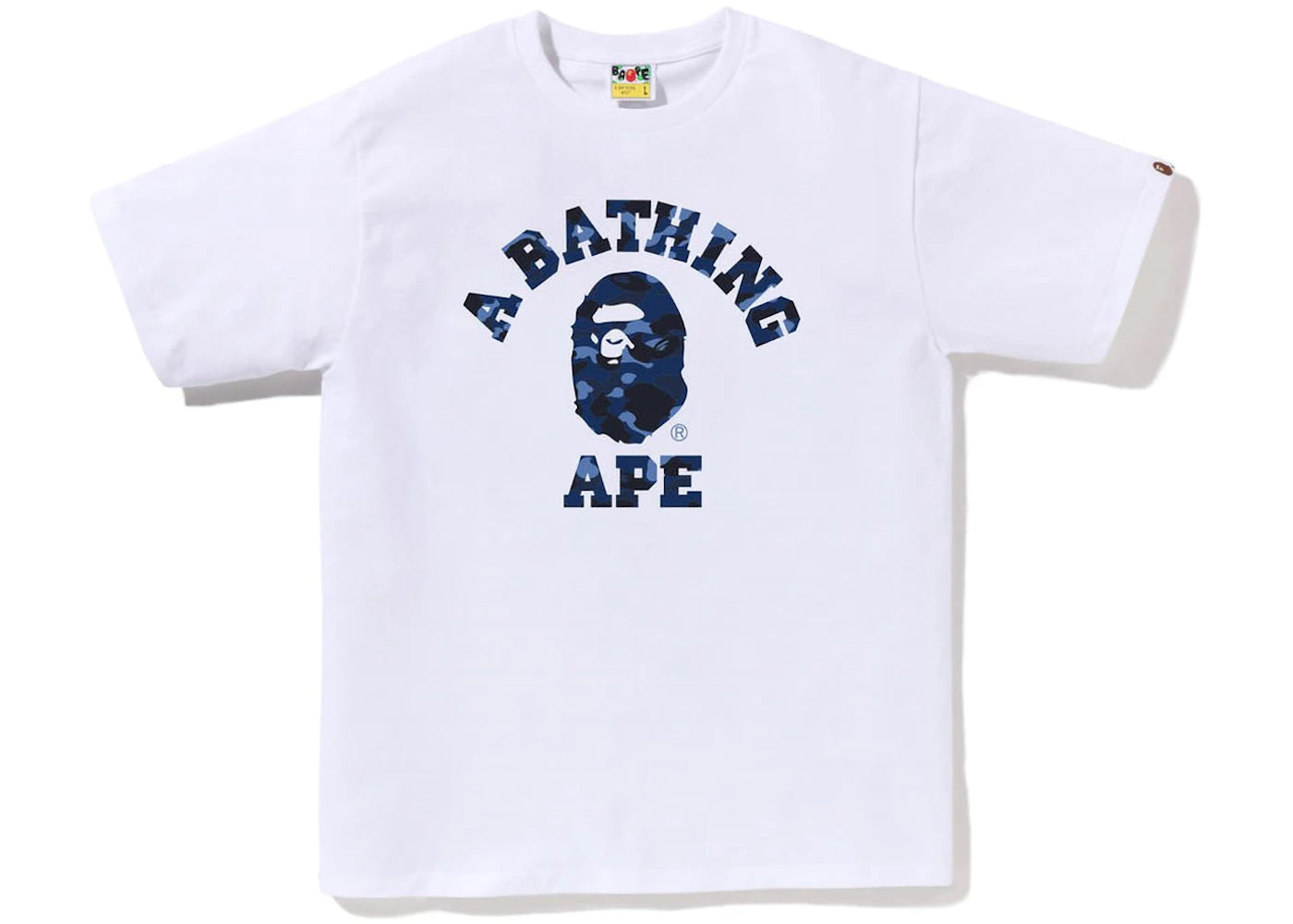 BAPE Color Camo College Tee (SS23) White Navy - vue 360