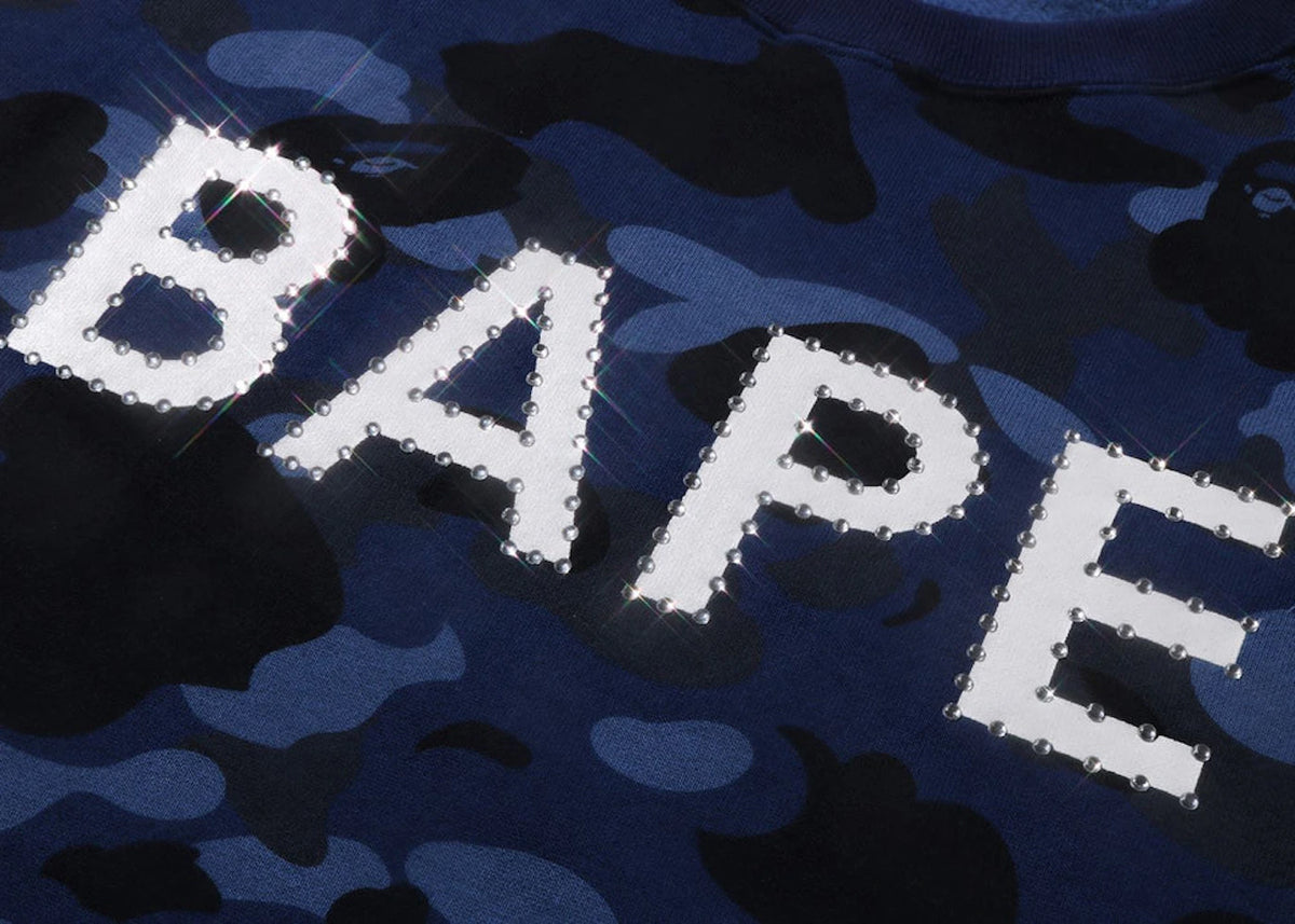 BAPE Color Camo Crystal Stone Relaxed Fit Crewneck Sweatshirt (SS22) Navy - vue secondaire B
