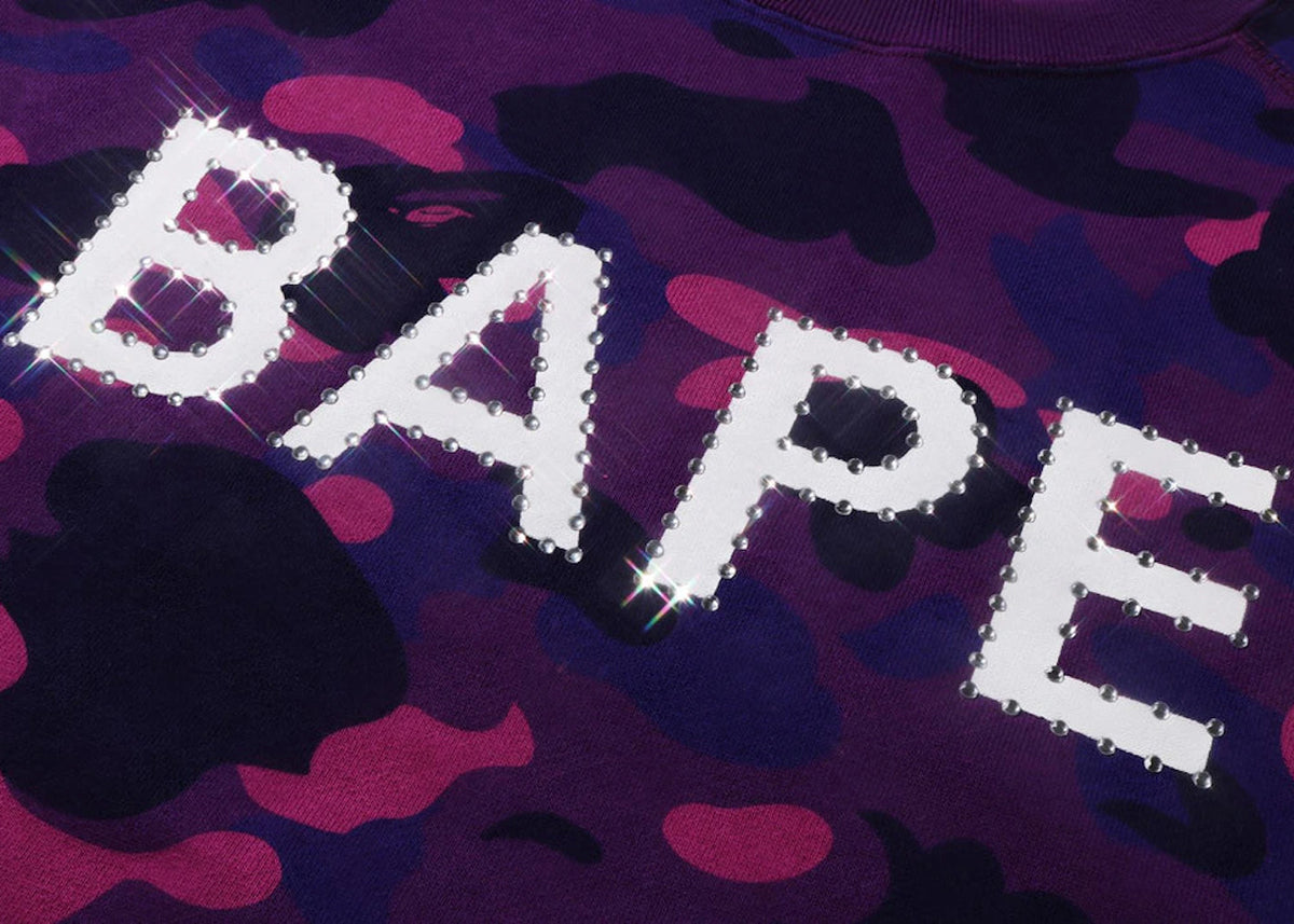 BAPE Color Camo Crystal Stone Relaxed Fit Crewneck Sweatshirt (SS22) Purple - vue secondaire A